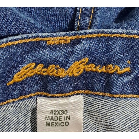 Eddie Bauer Mens Blue Denim Jeans Size 42x30 Authentic Fit Made In Mexico - Picture 2 of 13
